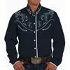 Moda Masculina Transfronteriza Nueva Camisa Estampada Estilo Oeste Americano Camisa Suelta de Manga Larga Estampada