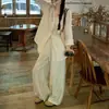 Camisa de Manga Larga Estilo Perezoso Protección Solar + Pantalones de Pierna Ancha Conjunto Casual de Moda Estilo Coreano Nuevo Otoño 2026 ins