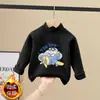 Camiseta casual de manga comprida escovada para meninos para outono e inverno, infantil, de bebê, estilo coreano, estilosa, camada base, top versátil