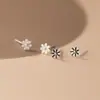 Pendientes de Plata S925 Estilo Coreano con Flor de Gota de Pegamento Joyería de Oreja de Flor Femenina M02568