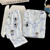 2026 Pijama Nuevo para Niñas Algodón Nube Primavera Manga Larga Estilo Popular Cuello Solapa Estudiante Lindo Dibujos Animados Conjunto de Ropa para Casa
