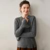 Suéter de Cachemira de Cuello Redondo con Trenzado de Doble Hebra para Mujer 25 Otoño e Invierno Nuevo Suéter Holgado de Punto para Fondo Suéter de Punto con Abertura a la Moda