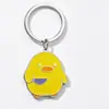 Criativo Desenho Animado Fofo e Engraçado Pato Amarelo Pequeno com Faca Chaveiro de Aço Inoxidável Fofo Acessório de Bolsa Ins Pingente