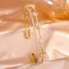 RAKOL Moda Luxo Leve Cobre Incrustado Zircônia Trevo de Quatro Folhas Aberto Ajustável Pulseira Feminina Nicho Toque de Alto Padrão Joia de Mão