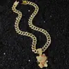 Collar con Colgante de Gato Animal Dibujo Animado Tridimensional Estilo Hip Hop Cadena Cubana Completa de Diamantes Transfronterizo para Hombre Europeo y Americano