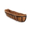 Cesta de Flores de Hierro Forjado para Pared de Jardín, Cesta de Flores Negra Larga para Colgar en la Pared del Balcón, Soporte de Flores Metálico para Pared de Patio y Jardín