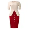 D3359 Amazon Comercio Exterior Transfronterizo Nuevo Estilo Elegante y Moderno Cuello Redondo Manga de Tres Cuartos Patchwork Vestido Ajustado al Cuerpo