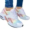 Punta Redonda Estilo Nuevo Transfronterizo de Caña Baja Zapatos de Papá de Moda Tacón Medio Zapatos de Una Sola Suela Talla Grande para Mujer Cordones Europeos y Americanos Superficie de Malla Casual Deportivo