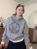 Moletom Grosso com Capuz e Forro de Fleece Casual para Mulheres, Novo Estilo Popular Primavera 2025, High-End e Estiloso, Blusa de Manga Longa que Rejuvenesce
