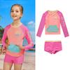 Phibee Phoebe Elefantinho Bebê Feminino Infantil Manga Longa Protetor Solar Roupa de Banho Roupa de Banho para Meninas Transfronteiriça Dividida Roupa de Banho Flamingo
