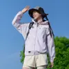 Ropa de Protección Solar para Mujer Moda de Verano Súper Estándar Nacional Transpirable Protección UV Montañismo al Aire Libre Cárdigan con Capucha Chaqueta de Sensación Fresca