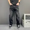 Jeans de Mezclilla Lavada Desgastada Retro para Hombre Pantalones Rectos Sueltos de Pierna Ancha Negro Gris Azul Claro Marca de Moda Rogue Guapo Casual Pantalones Largos
