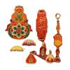 Tienda de oro con marca de mano binaural de arena de oro francesa antigua, quema azul, marca de mano guardián azul, accesorios para tarjetas de paz auspiciosas de esmalte DIY