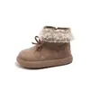 Botas Pequenas de Couro Ins Estilo Chanel Outono e Inverno 2026 Novas Botas Curtas Estilo Coreano para Meninas com Laço de Renda e Forro de Lã