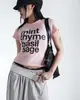 Camiseta feminina curta e estilosa com estampa de letras, manga curta, caimento justo, estilo casual Harajuku, que acentua a cintura e emagrece.