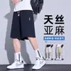 Marca de Tendencia de Verano [Lyocell + Lino] Pantalones Cortos de Verano para Hombre Casual Versátil Tacto de Alta Gama Pantalones Cortos tipo Bermuda para Hombre