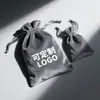 Bolsillos de Tela de Terciopelo Gris al por Mayor del Fabricante Bolsas de Almacenamiento de Terciopelo con Cordón para Auriculares Bolsas de Almacenamiento para Joyería Bolsas de Regalo
