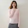 Novedad de Otoño Estilo Suave Suéter de Cachemira Hueco Prendas de Punto para Mujer Hombro Descubierto Ambiente Punto Capa Base Top Elegante