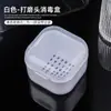 Caja de desinfección con cabezal de pulido para herramientas de uñas, caja de limpieza gruesa con doble filtro, caja de almacenamiento portátil para salón de uñas