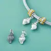 Nuevo Colgante de Concha Estéreo Personalizado de Plata Esterlina S925 DIY Pulsera de Cuerda con Cuentas Cristal Material de Accesorios de Plata