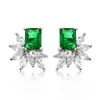 Pendientes de Cubos de Azúcar de Venta Caliente Transfronterizos, Pendientes de Zirconia de Copo de Nieve, Pendientes de Fiesta de Cobre Chapado en Oro de Gama Alta de Lujo Ligero, Venta al por Mayor de Fábrica