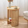 Mesa de centro de ratán sala de estar hogar mesa auxiliar para sofá simple mesa auxiliar para dormitorio mesa de té para apartamento pequeño mesa pequeña redonda con almacenamiento