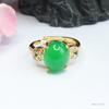 Anillo de Ágata Verde Natural Guan Yu Anillo de Calcedonia Verde Imperial Vintage Fábrica Venta al por Mayor Dropshipping S3110503