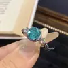 Item em Alta no Live-Stream: Anel Octogonal Rosa Milenar Corte Rosa Pedra de Lítio Roxa, Moderno e Luxuoso, Cravejado com Anel de Diamante Flor Rosa de Carbono Alto
