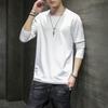 Camiseta de Manga Larga para Hombre 2026 Nueva Colección Primavera y Otoño Ins Tendencia Desgastada Cuello Redondo Algodón Puro Camiseta Base Transfronteriza
