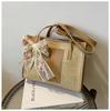 Primavera palha grande capacidade saco feminino 2022 nova moda portátil bolsa de ombro cyber celebridade lenço de seda elegante saco tote