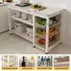 Estante de Armazenamento Multicamadas de Chão para Cozinha Mesa de Corte de Legumes Multifuncional Doméstica Prateleira Estante de Armazenamento Lateral para Micro-ondas