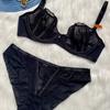 Vendas Diretas de Fábrica Roupas Íntimas de Renda Bordada Sexy Francesa para Mulheres com Seios Grandes e Seios Pequenos Conjunto de Sutiã Ultra-Fino Sutiã Sutiã