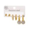 Ze0827 Pendientes de Diamante de Acero Inoxidable de Diseño Simple Europeo y Americano Transfronterizo Pendientes Geométricos Retro de Acero de Titanio para Mujer
