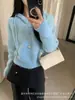 Suéter suave de punto con capucha para mujer, nuevo estilo otoño/invierno, holgado y favorecedor, top/chaqueta versátil y rejuvenecedor