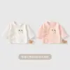 Camisa Meio-Costas para Bebê Recém-Nascido JQ Jingqi, Algodão Puro, Sem Costura, 0-3 Meses, Top Estilo Monge para Primavera e Outono, Camisa de Bebê Classe A