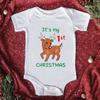 Comercio exterior Venta caliente de Navidad Mi 1ª Navidad mameluco de algodón para bebé mono blanco de manga corta