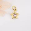 Pendente feminino pequeno de estrela de cinco pontas com zircônia colorida e detalhes em cobre doce fresco para brincos, pulseiras, colares, acessórios de joias DIY