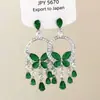 Brincos Franceses Azuis de Fita com Diamantes Completos de Alta Resistência 2025 Novos Usados Vintage de Luxo Longos para Mulheres
