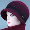 Sombreros para mujeres de mediana edad y ancianas, sombrero cálido de invierno para mamá, grueso con terciopelo, sombrero tipo cubo para personas mayores, abuela, sombrero de lana tejido para señora mayor