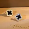 Europa e Estados Unidos cruzados pequena fragrância amor gota preta óleo diamante quadrado brincos agulha de prata S925 brincos de luxo mulheres atacado