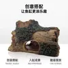Casa escondite hecha a mano para reptiles, casa escondite para decoración de acuario, plataforma de sol para tortugas, cueva de árbol para lagartos y geckos, planta sumergible