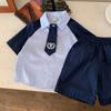 Traje para niños Hermanos Lel Manga corta Estilo Universitario Uniforme Escolar Conjunto de Dos Piezas Estilo Occidental para Niños y Niñas Nuevo Verano 2024