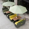 Mesa y sillas de asiento para macetas de exterior para tiendas de té de leche y cafeterías, sofá de exterior, juego de mesa y sillas de ocio para patios comerciales