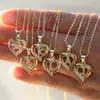 Diseño de Moda Amazon Más Vendido Europeo y Americano Simple Corazón Forma Amor Colgante Collar Moda Femenina Versátil Cadena Clavícula
