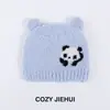 Adorable Gorro de Panda para Bebé Estilo Otoño e Invierno Dibujo Animado Infantil Peluche Cortavientos Cálido Protección para Orejas Diversión Infantil