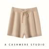 Novos Shorts de Malha de Cashmere Feminino 2025 Outono e Inverno, Cor Lisa, Simples, Versátil, Confortável, Macio, Sedoso, Amigo da Pele, Cintura Elástica