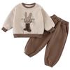 Trajes de Dibujos Animados de Otoño e Invierno para Niños y Niñas Forrados de Polar Deportivos y de Ocio Nuevas Sudaderas y Pantalones Gruesos Cálidos para Bebé
