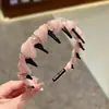 Tiara de Malha Rosa com Cristais e Dentes Antiderrapante Alta para Prender Cabelo Crânio Acessórios de Cabelo da Moda Versátil para Sair Lavar o Rosto