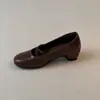 Sapatos Mary Jane trançados estilo francês com tiras cruzadas para mulheres, cor de damasco, corte baixo, couro macio, sapatilhas confortáveis, sapatos versáteis de sola macia