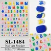 Pegatinas Coloridas Creativas para Uñas en Inglés 5D en Relieve Versátiles Números en Inglés Pegatinas para Uñas DIY Modelo SL